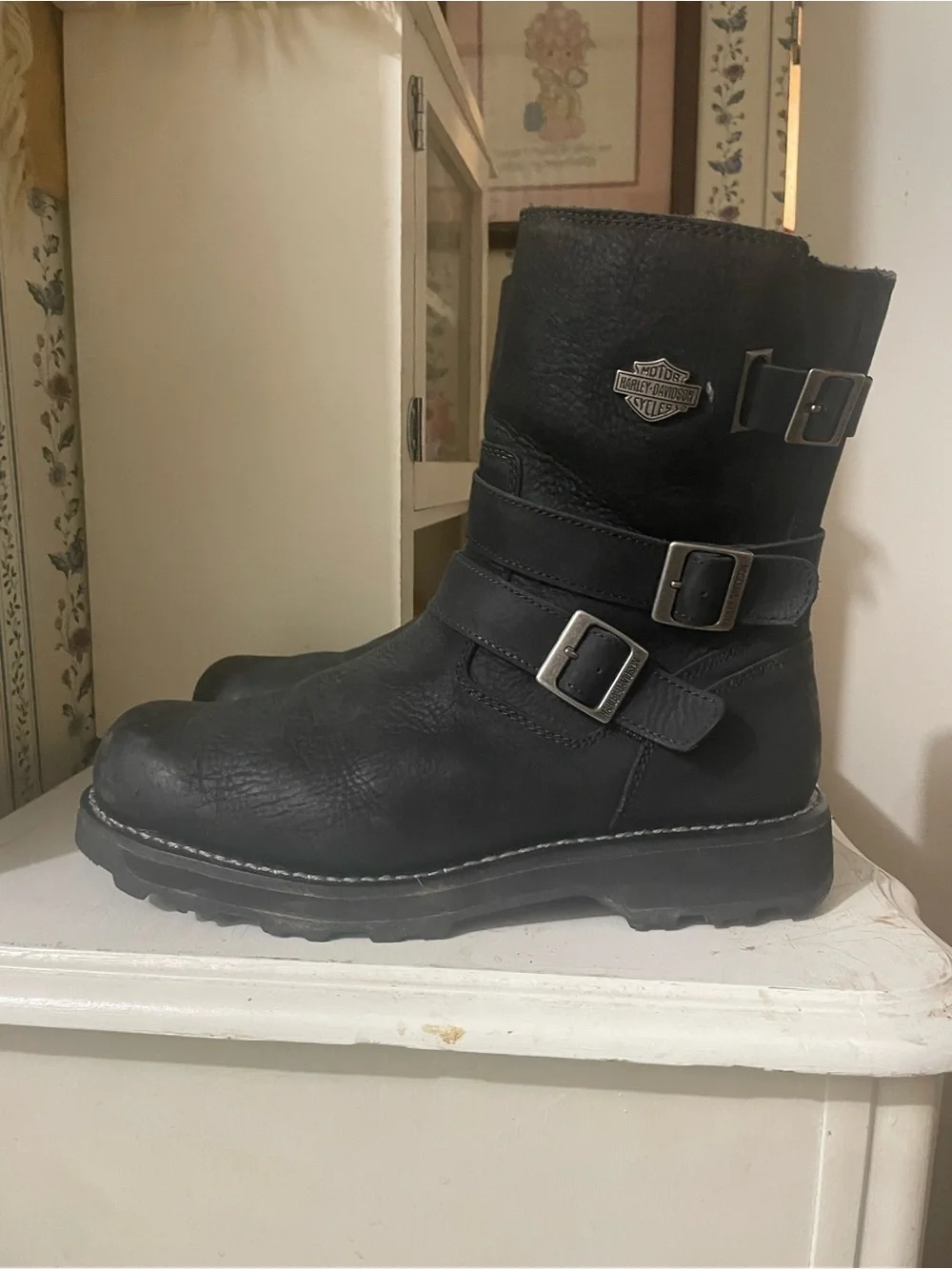 Harley-Davidson Black Leather Harness Boots